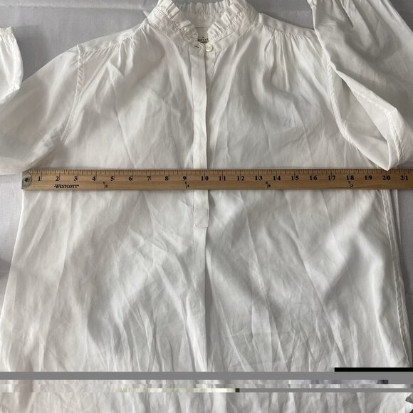 Trovata Birds of Paradis XS White Valentina Poplin V-Neck Top Ruffle Collar - Picture 15 of 16